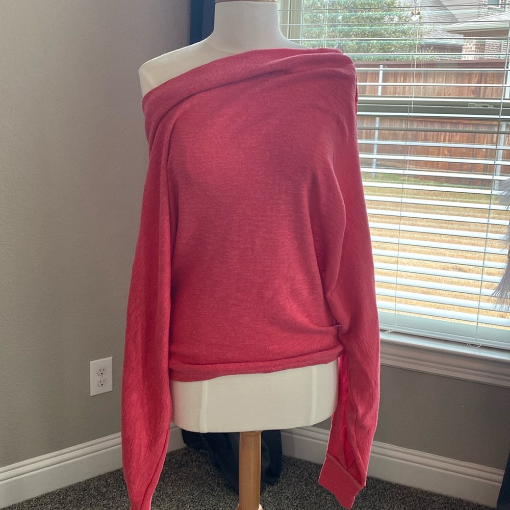 Coral off the shoulder sweater